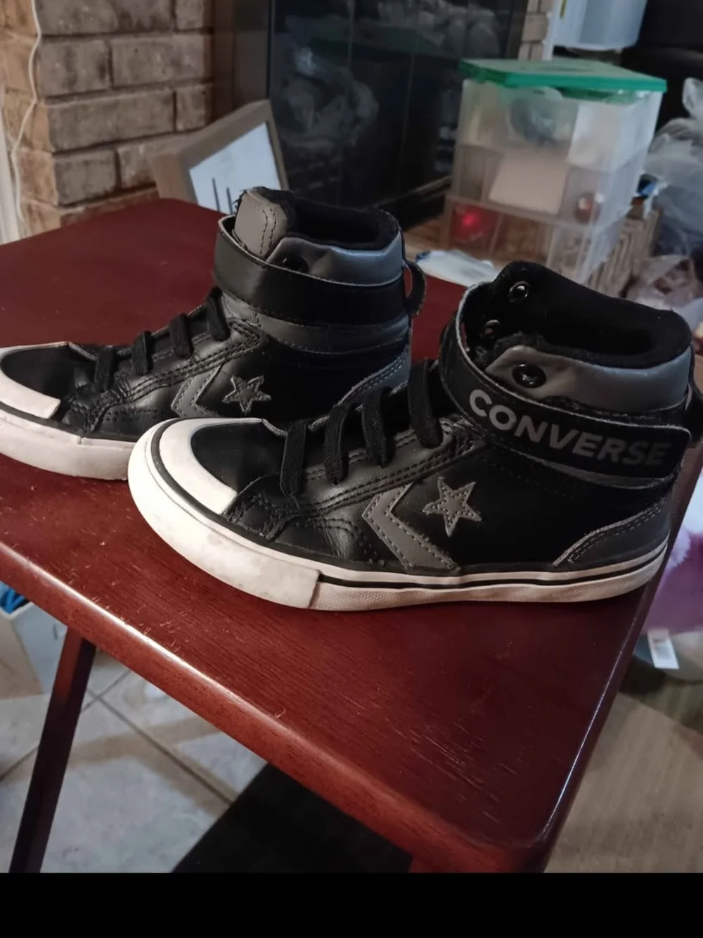 Converse Kids Black and White High-Top Sneakers with Strap